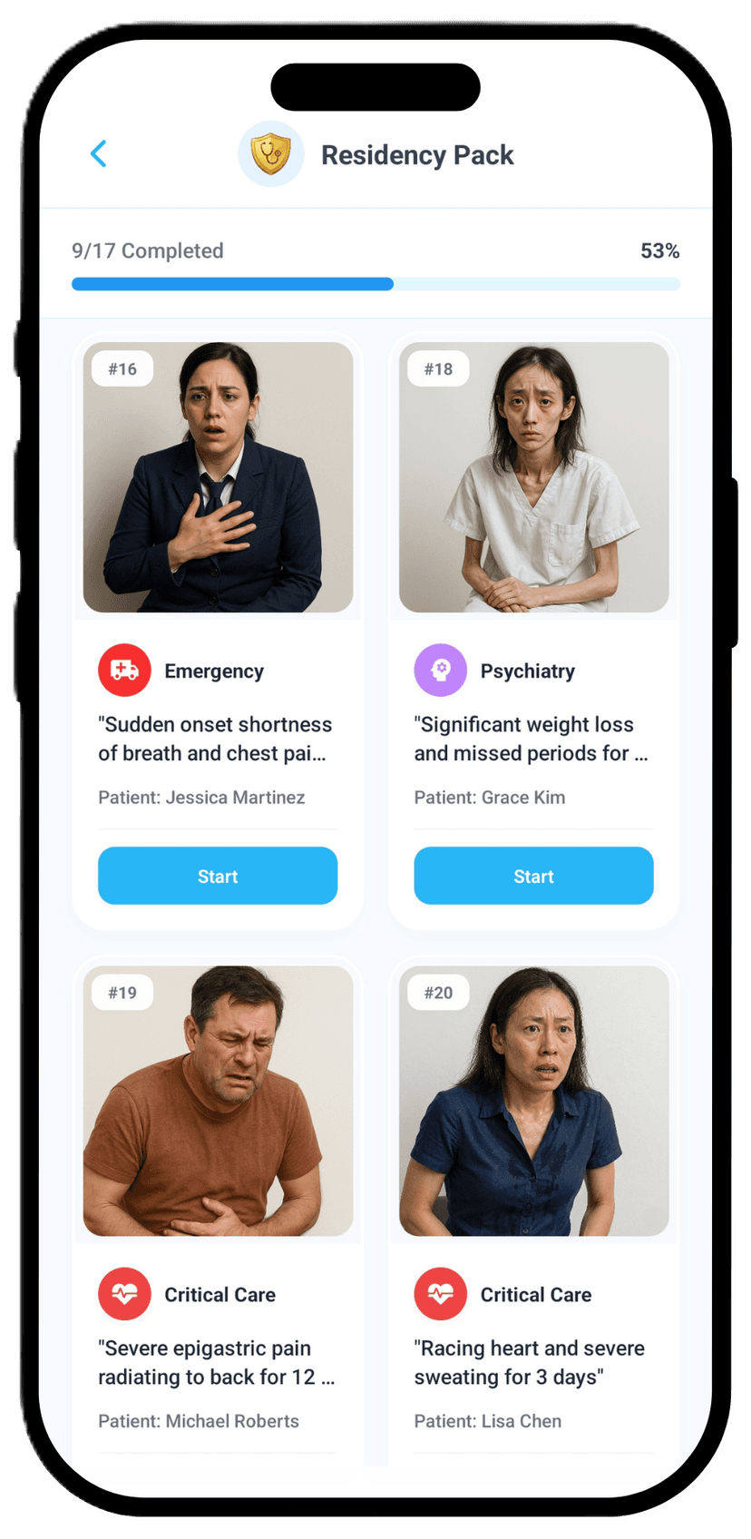 MedDiagnosis: Clinical Cases Residency Pack - Clinical cases across Emergency, Psychiatry, and Critical Care